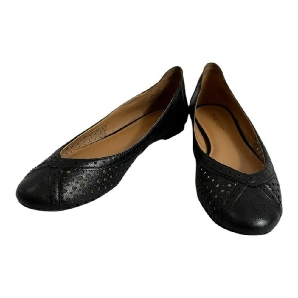 NINE WEST Black Leather Tansy Ballet Flats Women’s Slip-On Shoes Size 5.5